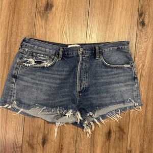 Agolde Blue Distressed Jean Shorts
